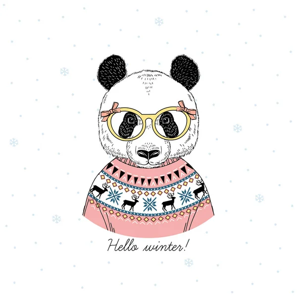 Panda fille habillé — Image vectorielle