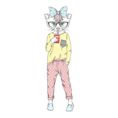 soda su içme şirin yavru kedi kız