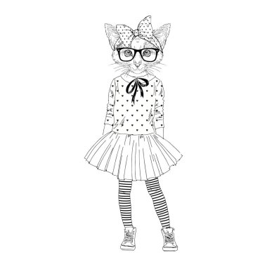 şirin yavru kedi kız hipster etek  