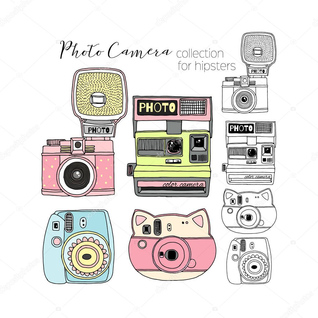 hipster photo camera collection