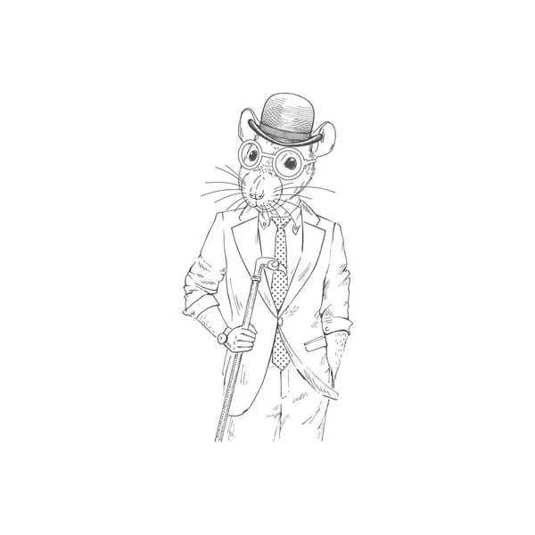 Rato vestido em estilo retro —  Vetores de Stock