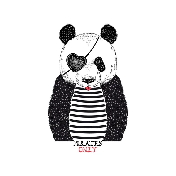 可爱的熊猫海盗 — 图库矢量图片