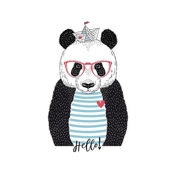 Carino panda marinaio — Vettoriale Stock