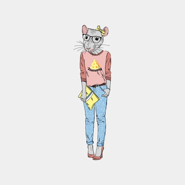 Rat habillé dans le style swag — Image vectorielle