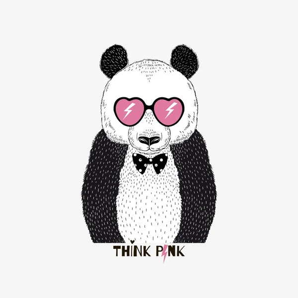 Panda in occhiali da sole rosa — Vettoriale Stock