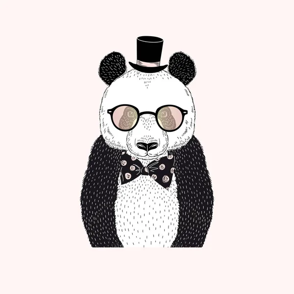 Panda in occhiali da sole dorati — Vettoriale Stock