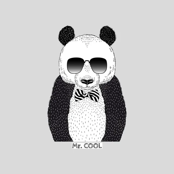 Panda en gafas de sol negras — Vector de stock