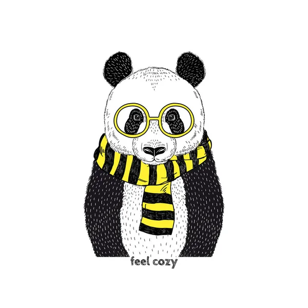 Panda con bufanda — Vector de stock