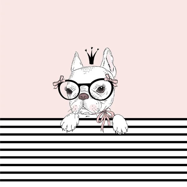 Mignon français bulldog princesse — Image vectorielle