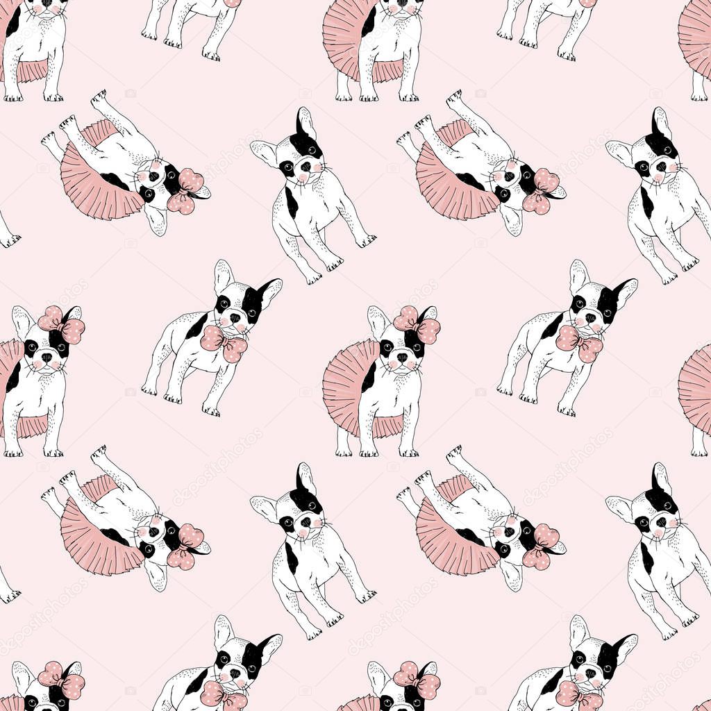  french bulldog seamless pattern