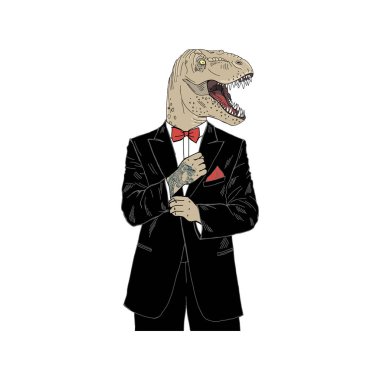 smokin içinde giyinmiş dino 