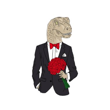 smokin içinde giyinmiş dino 