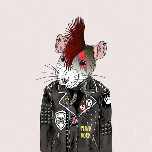 Rat gekleed als punk — Stockvector