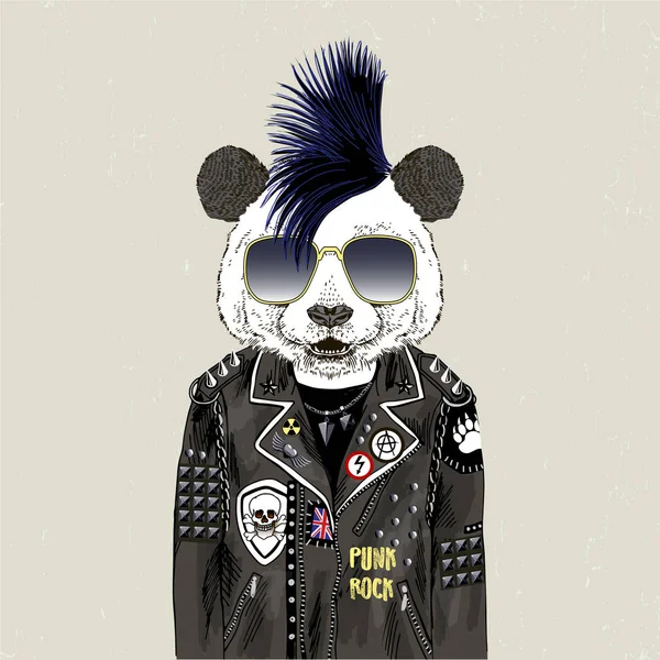 Oso panda punk — Vector de stock