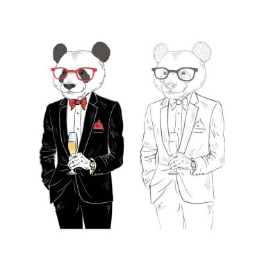 Şampanya ile şık panda