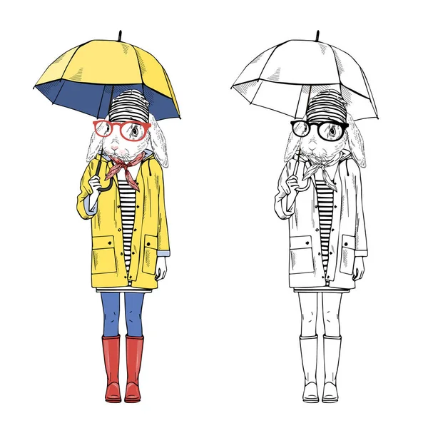 tavşan kız sarı yağmurluk içinde