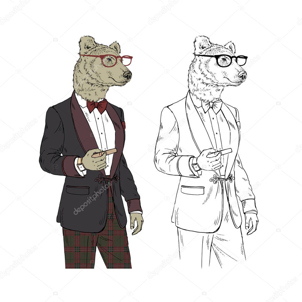 bear gentleman with cigar