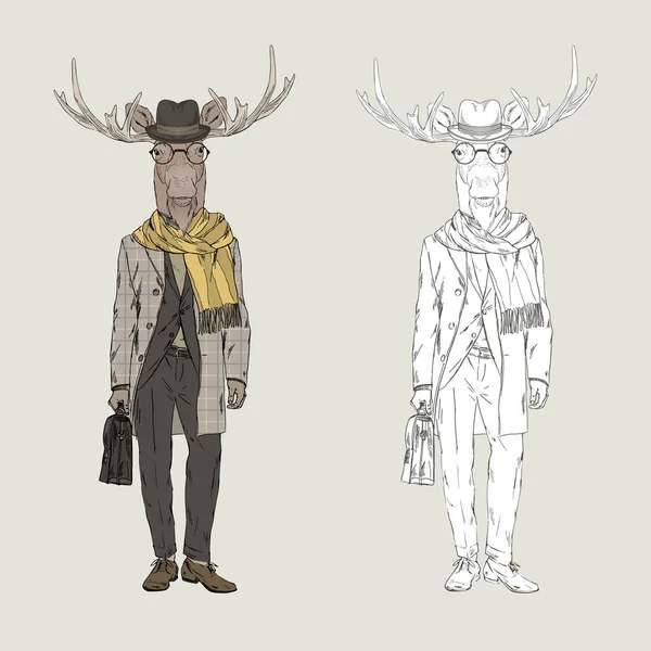 Moose gekleed in vacht — Stockvector
