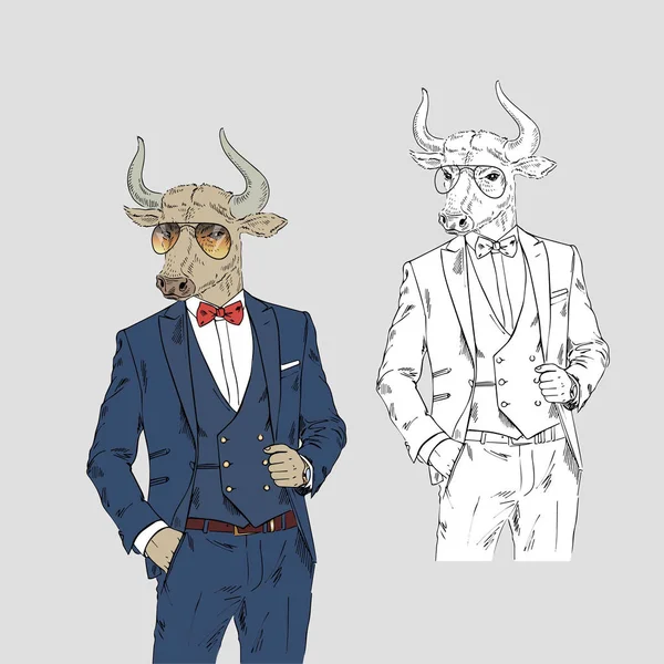 Bull man in classy style — Stock Vector