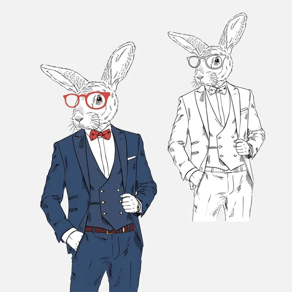 Bunny muž v nóbl stylu — Stockový vektor