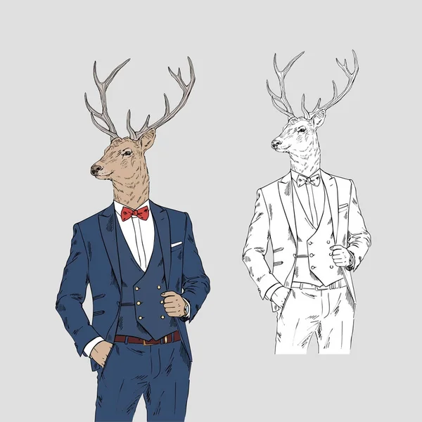 Deer man in classy style — Stock Vector