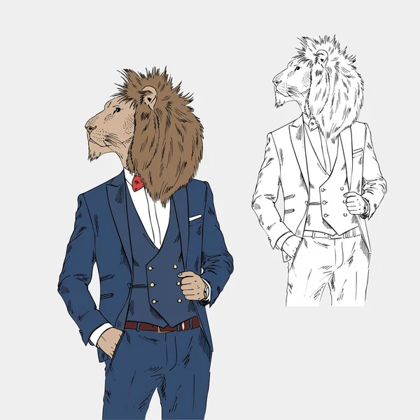 Lion homme dans un style chic — Image vectorielle