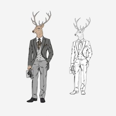 deer man in victorian suit clipart