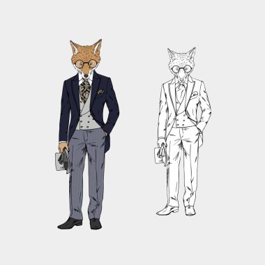 Victoria takım elbiseli adam tilki