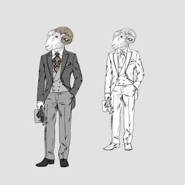 Victoria takım elbiseli adam koyun eti