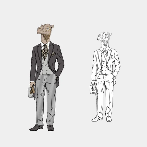 Camel homme en costume victorien — Image vectorielle