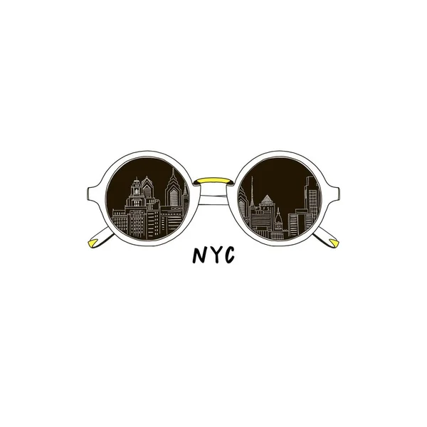 Okulary przeciwsłoneczne z New York city odbicie — Wektor stockowy