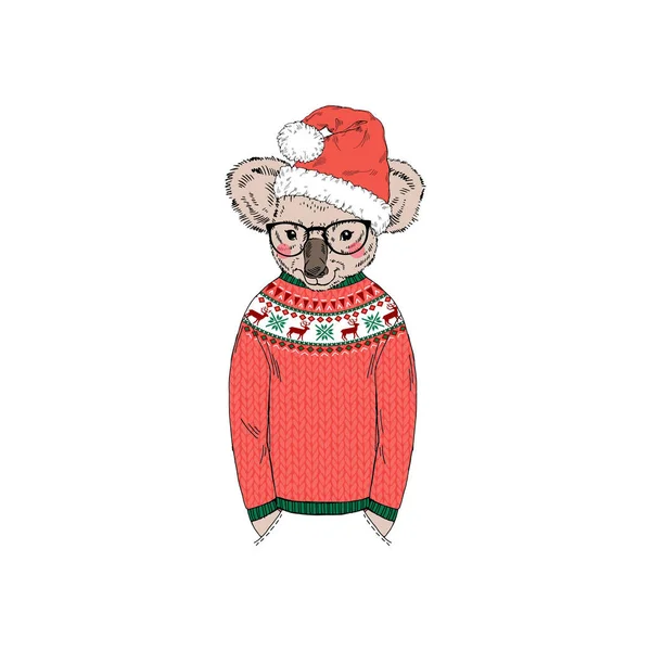 Preguiça em suéter engraçado Natal — Vetor de Stock