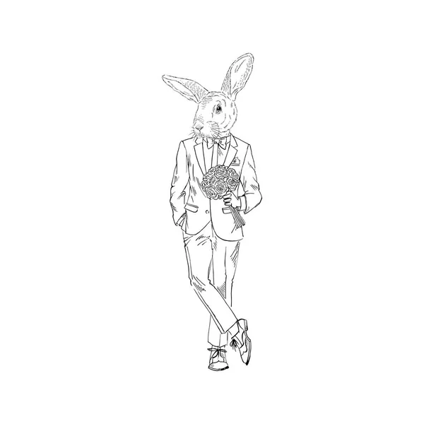 Homme lapin habillé en costume — Image vectorielle