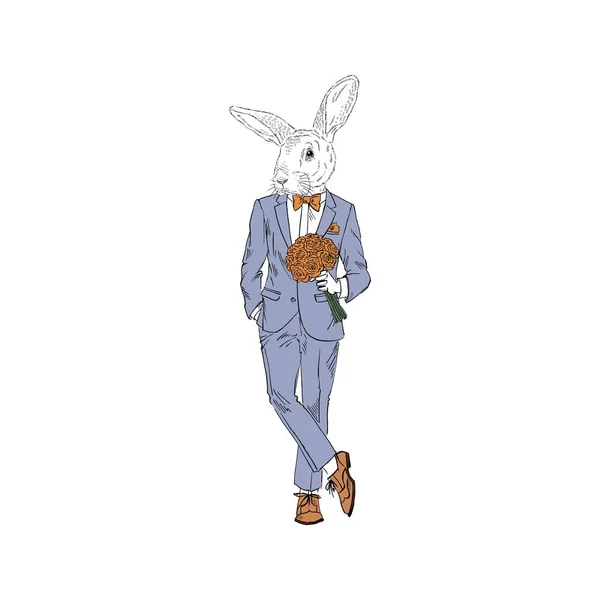 Homme lapin habillé en costume — Image vectorielle