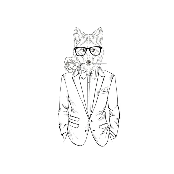 Fox man dressed up in suit — Stock Vector