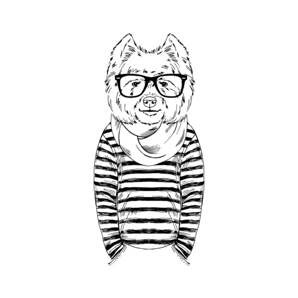 West Highland raça terrier branco Hipster ilustração . —  Vetores de Stock