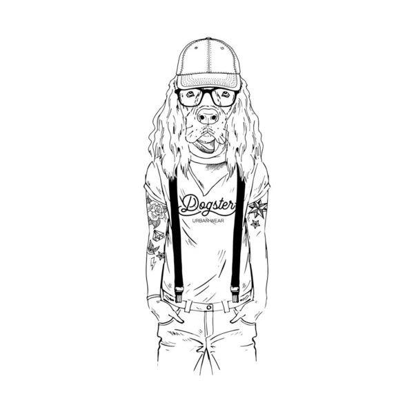 Gordon Setter ras Hipster illustration. — Stock vektor