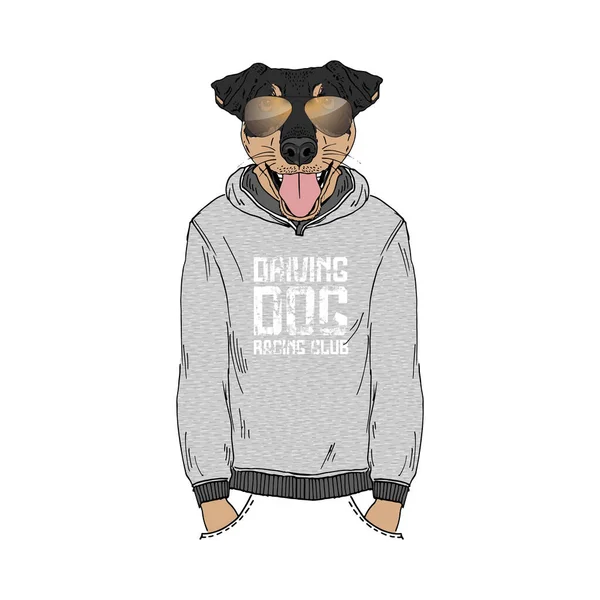 Jagdterrier, deutsche Jagdterrier Rasse Hipster Illustration. — Stockvektor