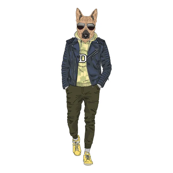 Schäferhund züchtet Hipster Illustration. — Stockvektor