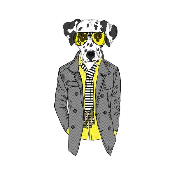Dalmatian breed Hipster illustration. — Stock Vector