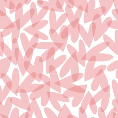 Pembe şeffaf kalplere sahip kusursuz vektör deseni.