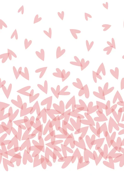 Vektor nahtloses Randmuster mit rosa transparenten Herzen. — Stockvektor