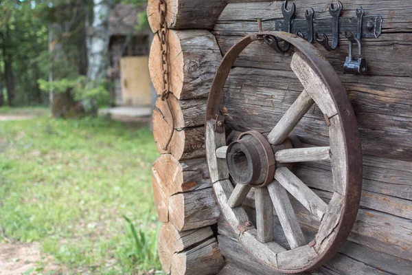 Roue Bois Vieux Chariot Tiré Par Cheval — Photo