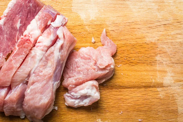 Carne Maiale Fresca Tavola Legno — Foto Stock