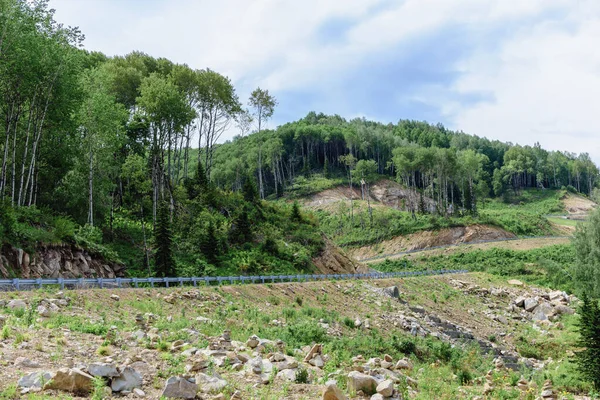 Serpentine Weg Voor Auto Rotsachtige Bergen — Stockfoto