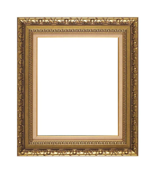 Isolated Photo Frame, Golden Antique Photo Frame, Used Vintage Frame. — Stock Photo, Image