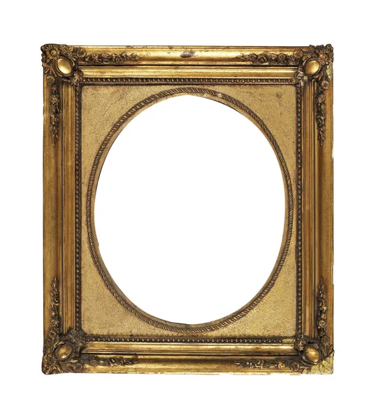 独立相框，黄金古董相框，复古相框。 旧的和用过的相框. — 图库照片
