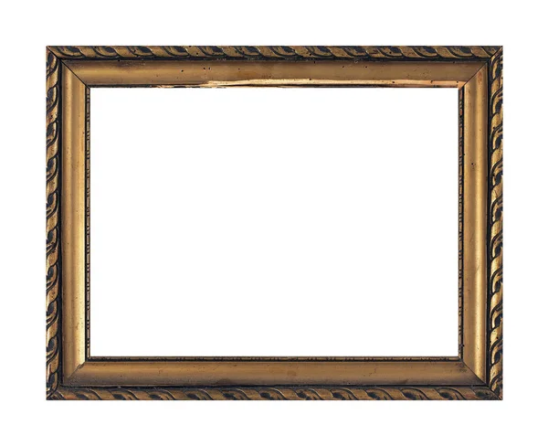 Isolated Photo Frame, Golden Antique Photo Frame, Used Vintage Frame. — Stock Photo, Image