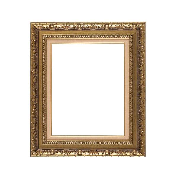 Isolated Photo Frame, Golden Antique Photo Frame, Used Vintage Frame. — Stock Photo, Image