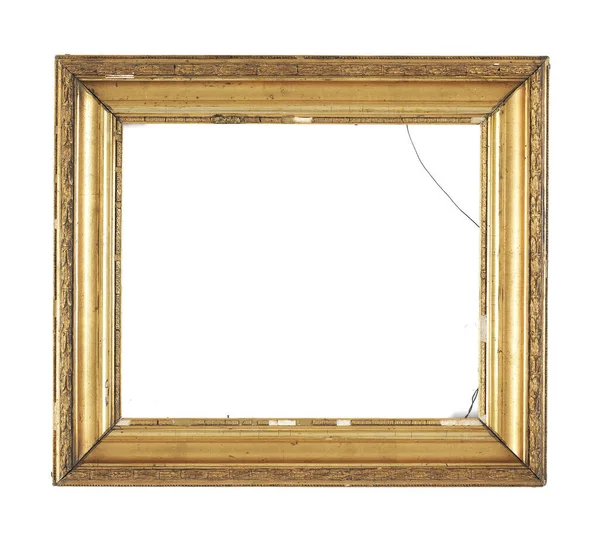 Μεμονωμένο πλαίσιο φωτογραφιών, Golden Antique Photo Frame, Vintage Frame. Παλιό και μεταχειρισμένο πλαίσιο φωτογραφιών. — Φωτογραφία Αρχείου